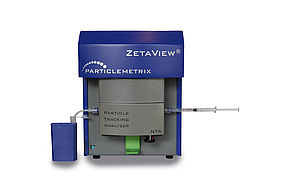 ZetaView set-up with corresponding NTA-cell assembly. ZetaView set-up with corresponding NTA-cell assembly.